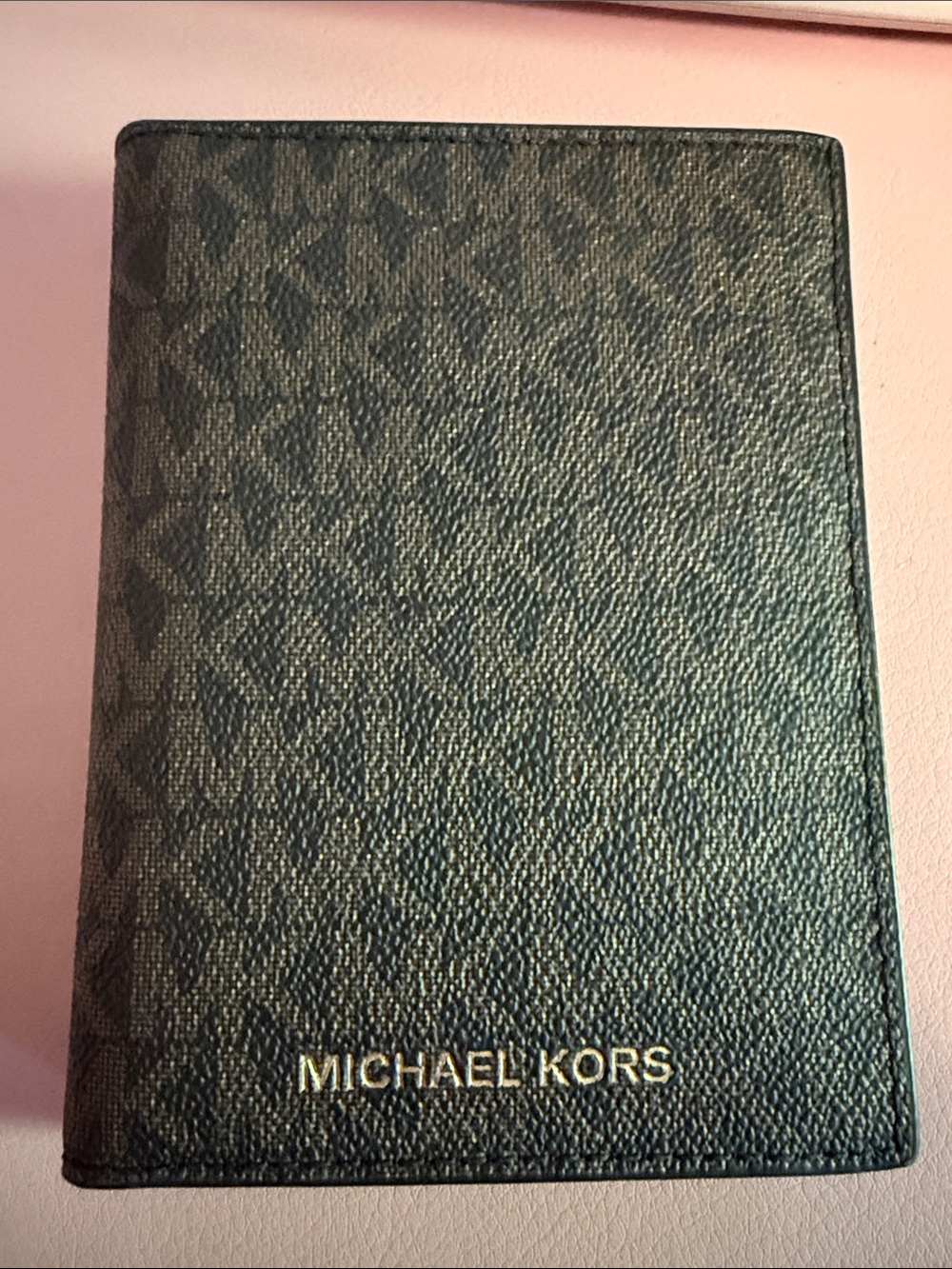 Michael Kors Brown and Gold Passport Holder